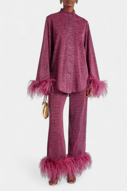Conjunto Polina Dos Piezas Con Collar De Plumas Pura Diva