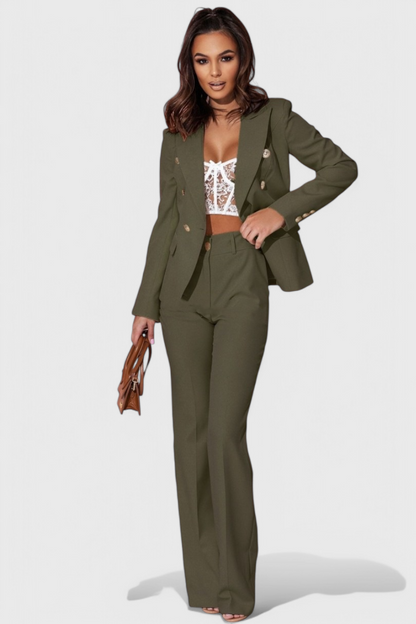 Conjunto Rosalind Blazer Entallado y Pantalones Slim Brilla