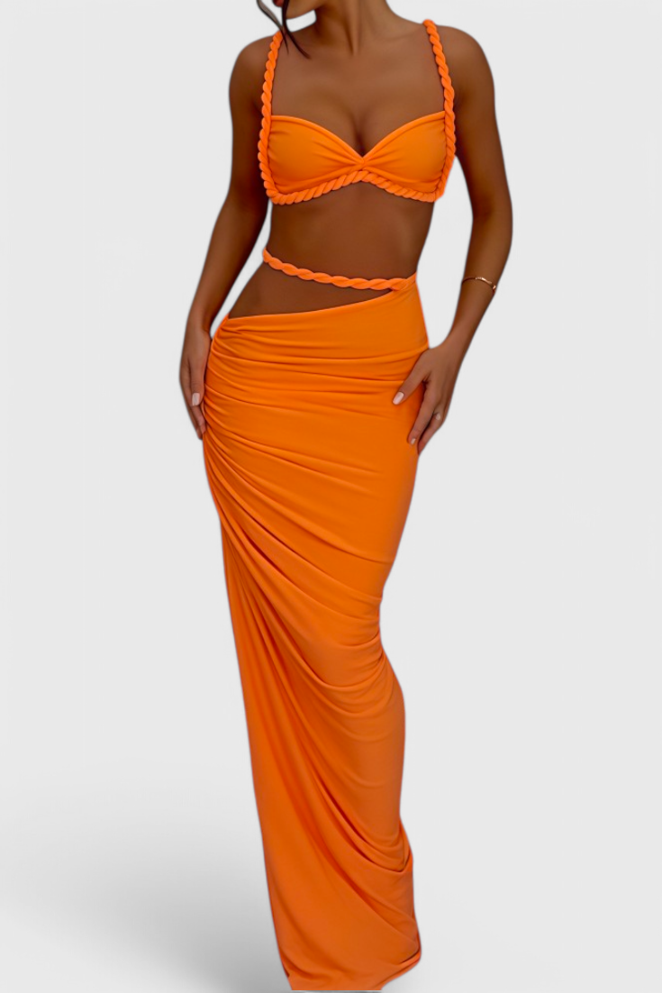 Estela Conjunto Falda Chiffon Plisado Degradado Exclusivo