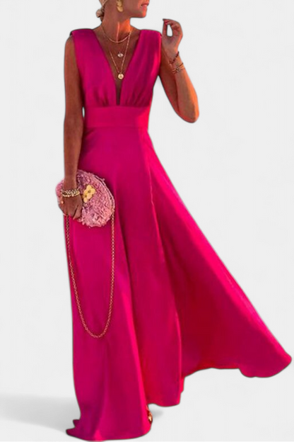 Vestido Salma A Línea Minimalista Con Escote En V Chic