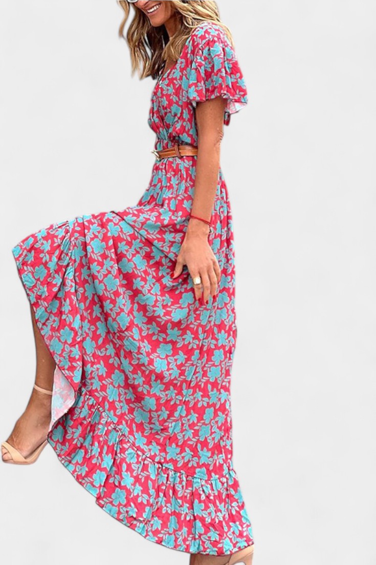 Vestido Maxi Kinslee Swing Veraniego Estampado Vivo