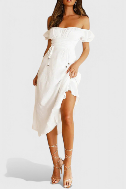 Vestido Midi Off Shoulder Lucia Con Encanto Romántico