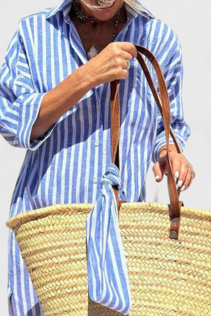 Vestido Camisero Rayas Verticales Alarga Silueta Estilo