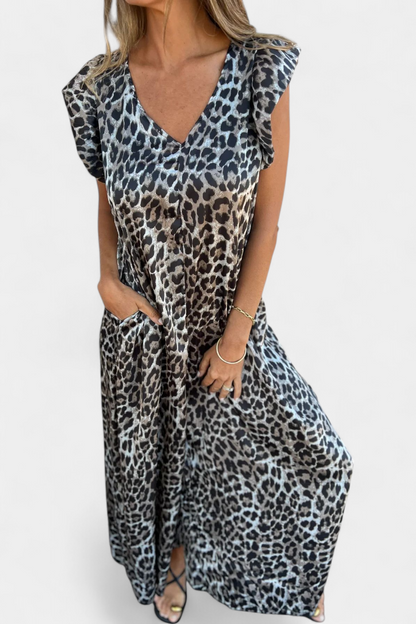 Mono Con Cuello En V Leopardo Chic Exclusiva Con Bolsillos