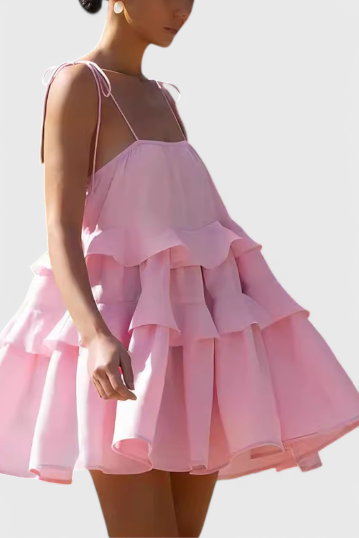 Vestido Mini Algodón Lino Silueta A Exclusiva Plisado Pícaro
