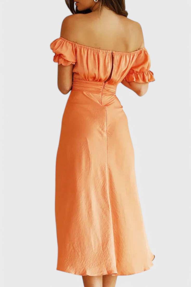 Vestido Midi Off Shoulder Lucia Con Encanto Romántico