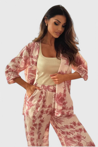 Conjunto Odile Algodón Suave Manga Tres Cuartos Bolsillos
