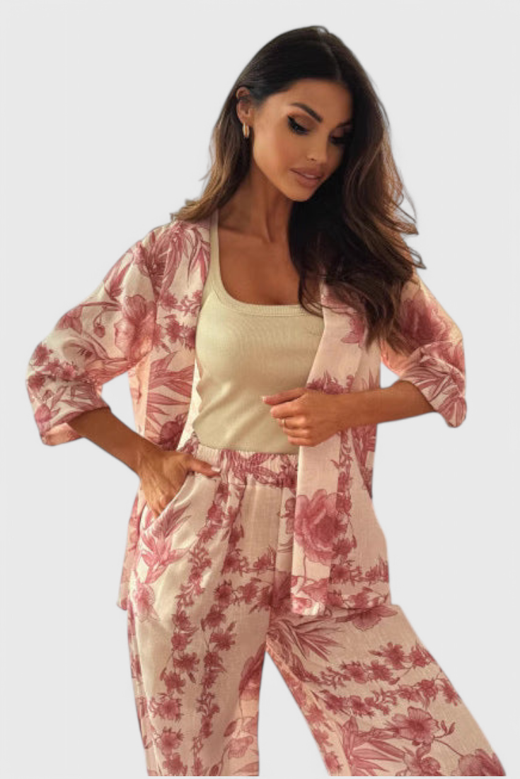 Conjunto Odile Algodón Suave Manga Tres Cuartos Bolsillos