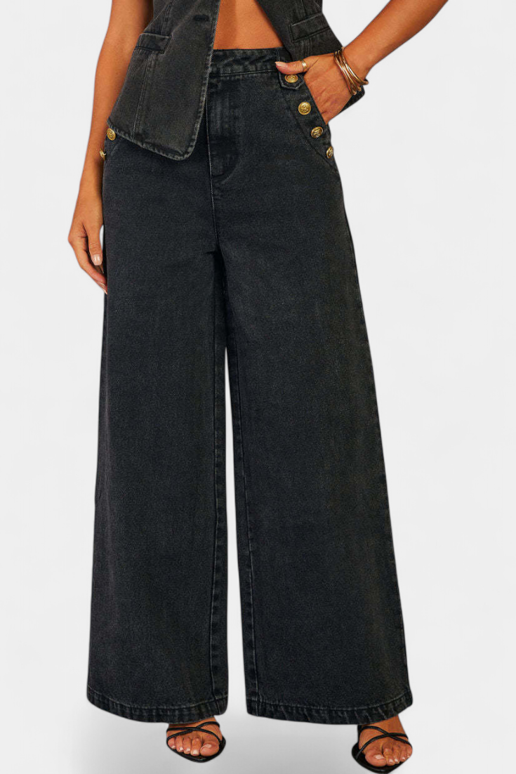 Conjunto Ludovica Denim Chaleco Ajustado Jeans Con Estilo