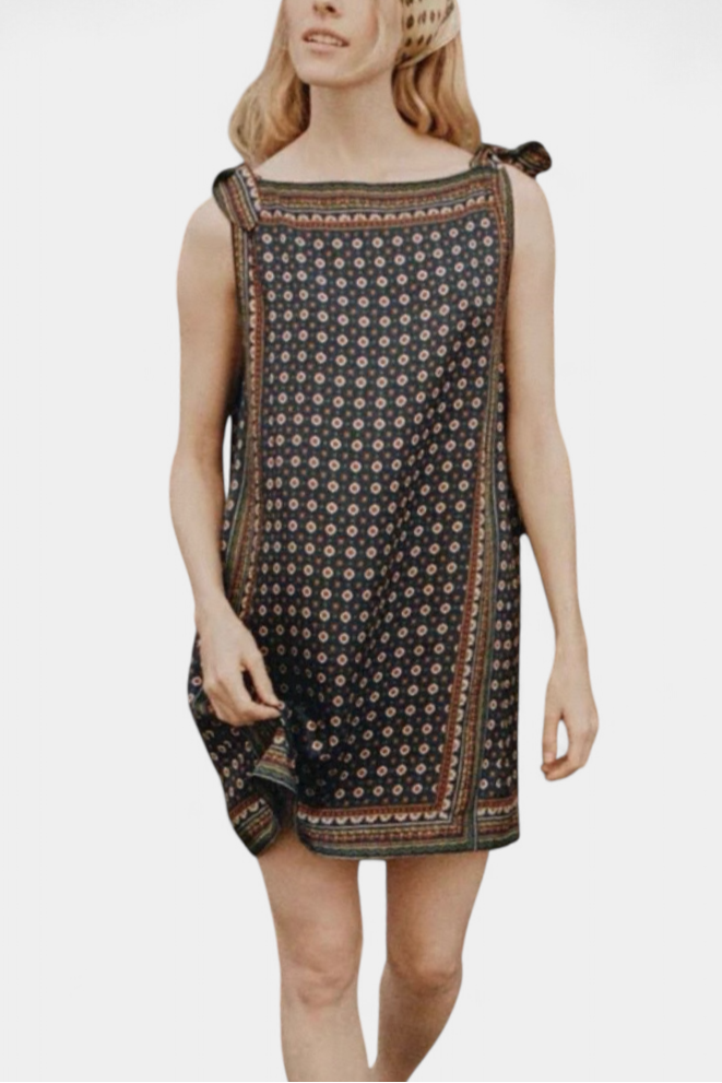 Vestido Mini Montmartre Foulard Seda Simulada Brilla