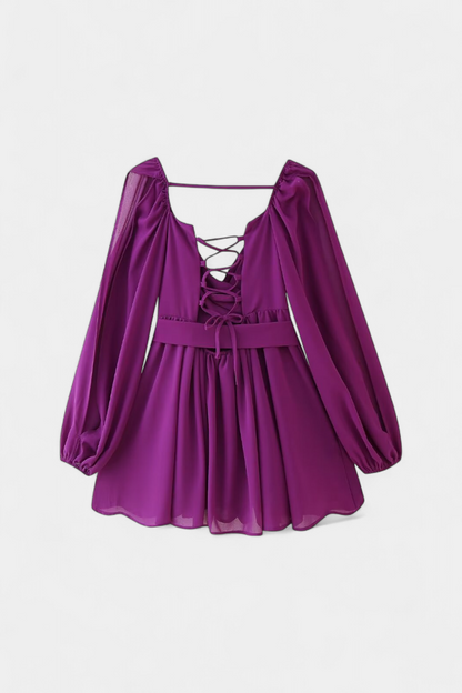 Coqueta Vestido Mini Skylar Con Escote V Y Mangas Vaporosas