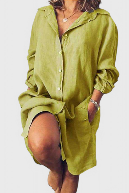 Vestido Camisa De Lino Marlene Silueta Longline Chic