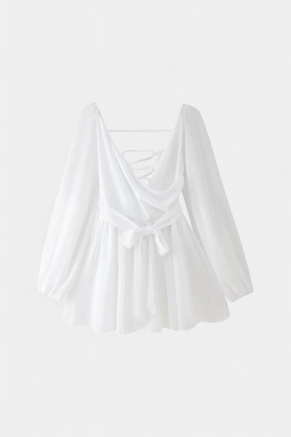 Coqueta Vestido Mini Skylar Con Escote V Y Mangas Vaporosas