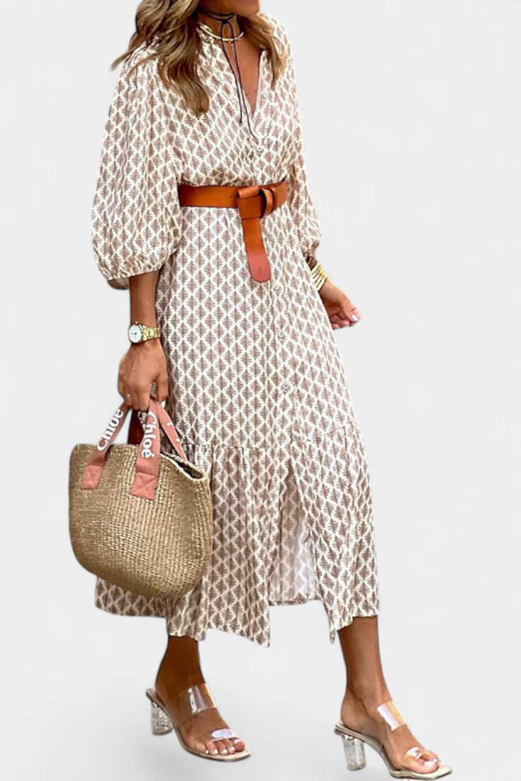 Antonia Vestido Midi Con Cintura Ajustable Tejido Exclusivo