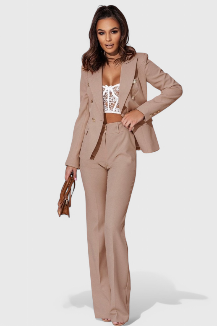 Conjunto Rosalind Blazer Entallado y Pantalones Slim Brilla