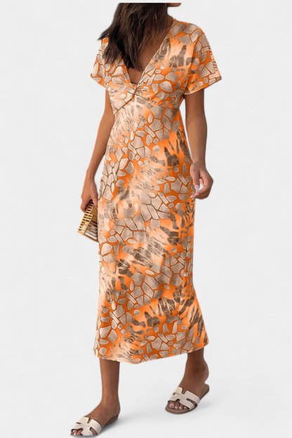 Vestido Triana Estampado Abstracto Con Escote En V Veraniego