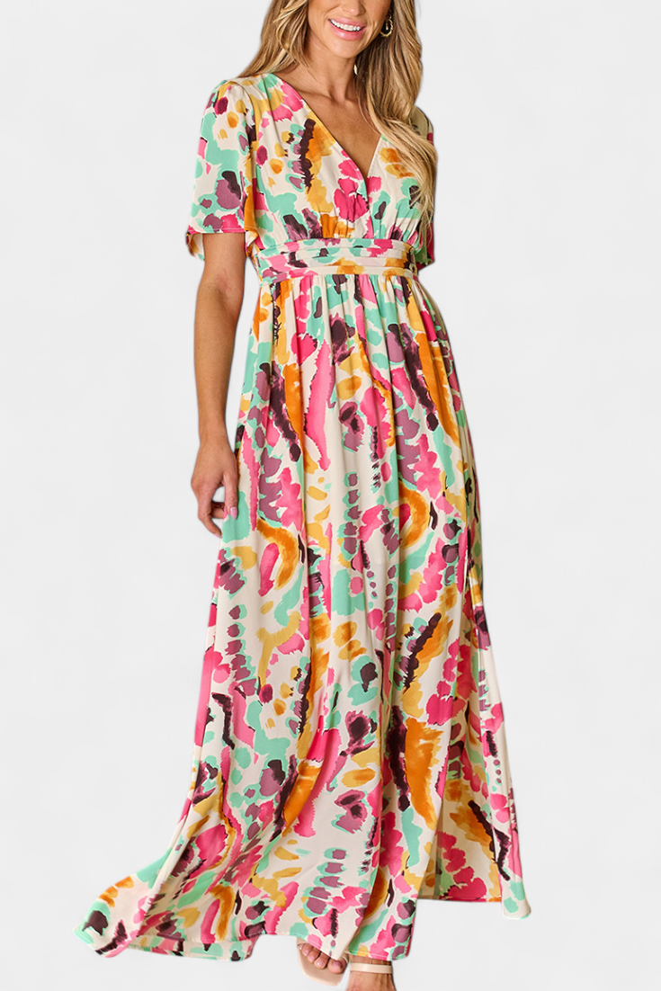 Vestido Boho Yuki Con Escote V Tie Dye Edicion Limitada