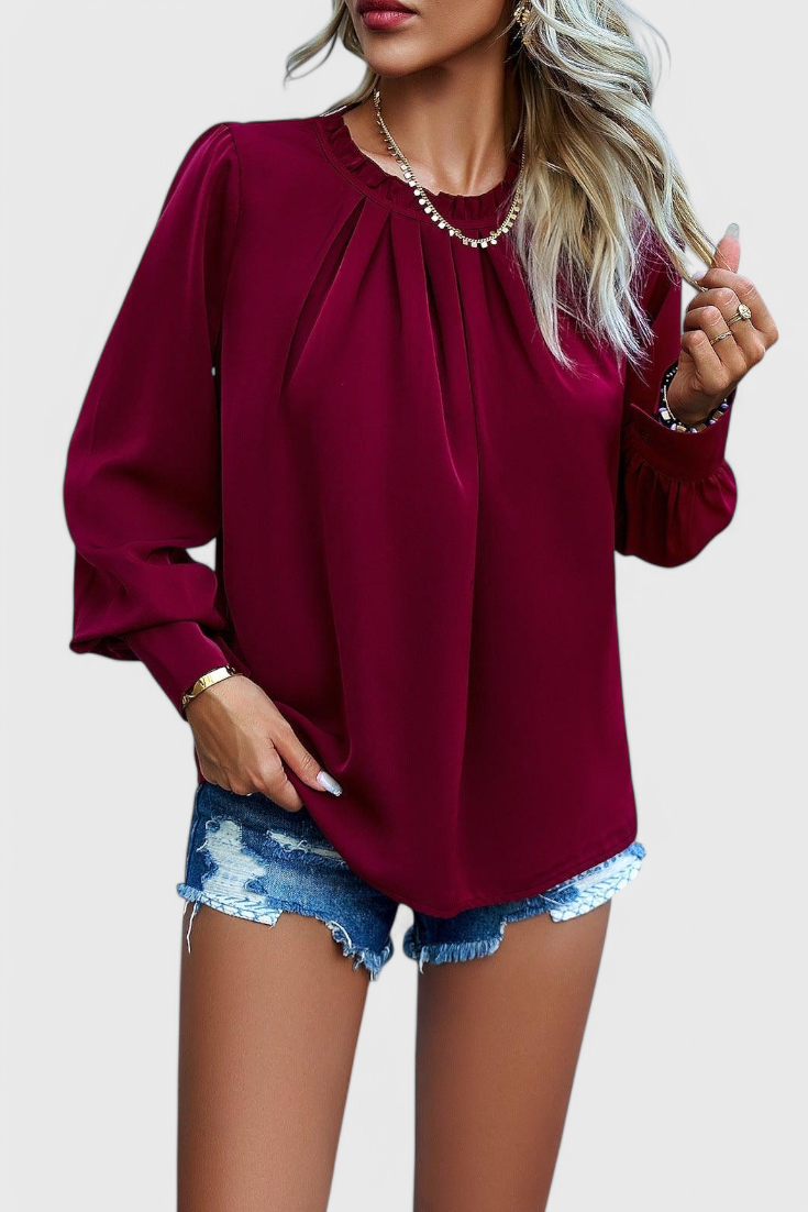 Top Dottie Manga Larga Con Cuello Encaje Premium Edición