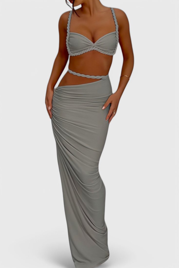Estela Conjunto Falda Chiffon Plisado Degradado Exclusivo