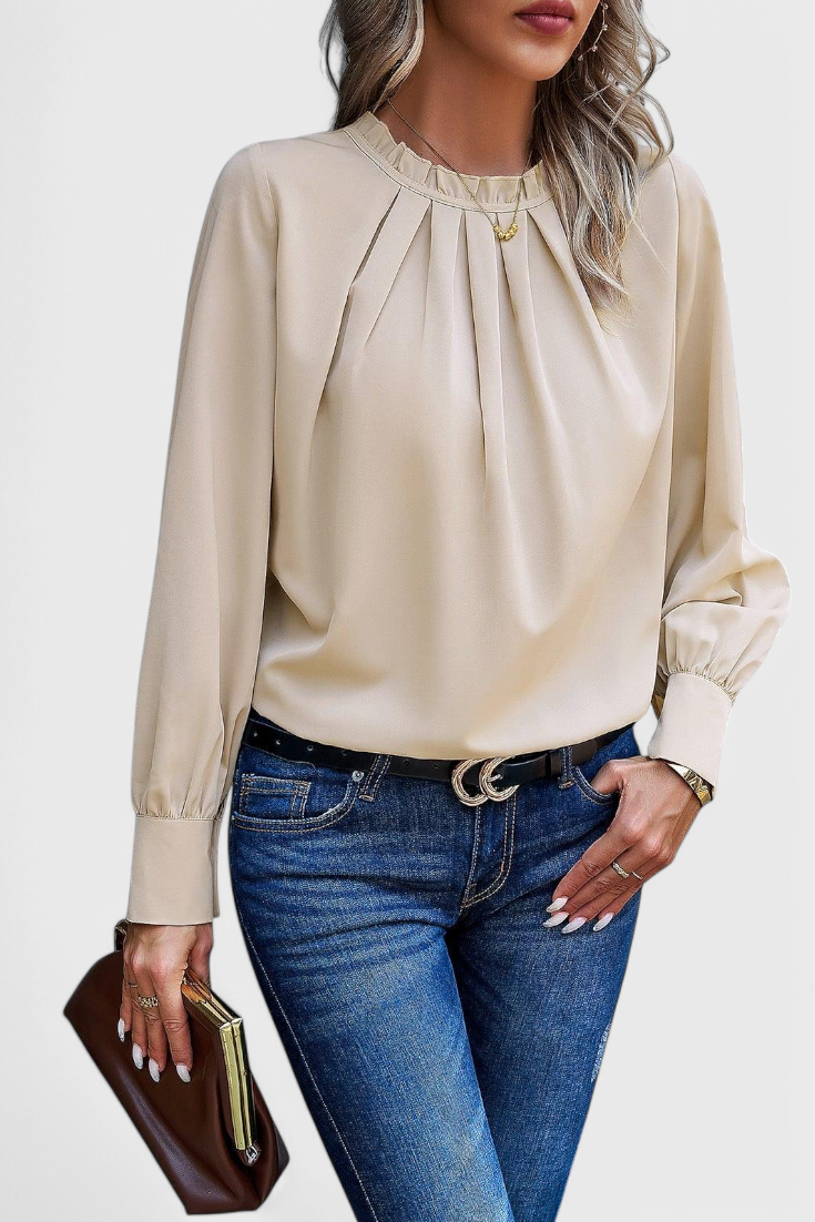 Top Dottie Manga Larga Con Cuello Encaje Premium Edición