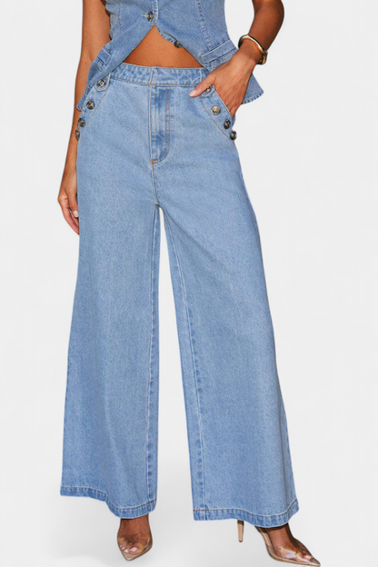 Conjunto Ludovica Denim Chaleco Ajustado Jeans Con Estilo