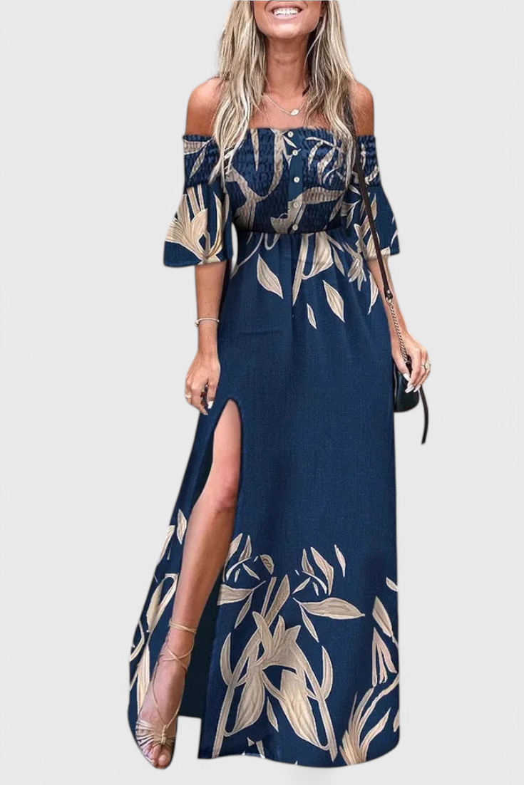 Giulia Vestido Maxi Floral Con Hombros Descubiertos