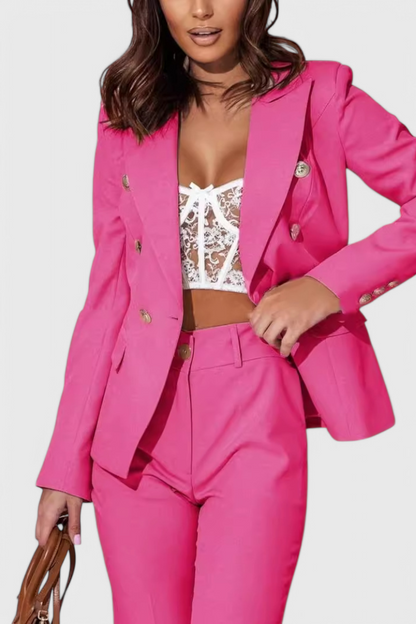 Conjunto Rosalind Blazer Entallado y Pantalones Slim Brilla