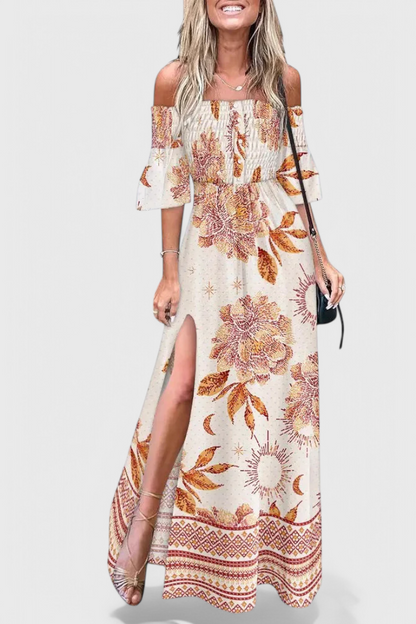 Giulia Vestido Maxi Floral Con Hombros Descubiertos
