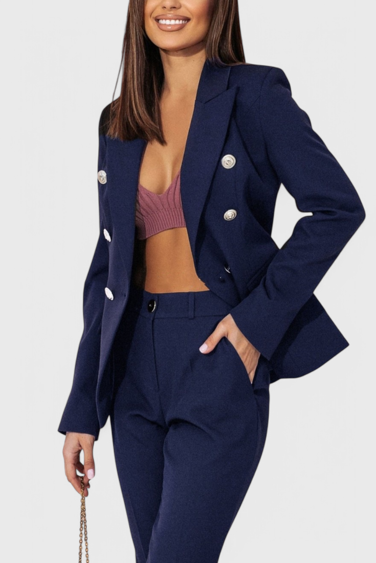 Conjunto Rosalind Blazer Entallado y Pantalones Slim Brilla
