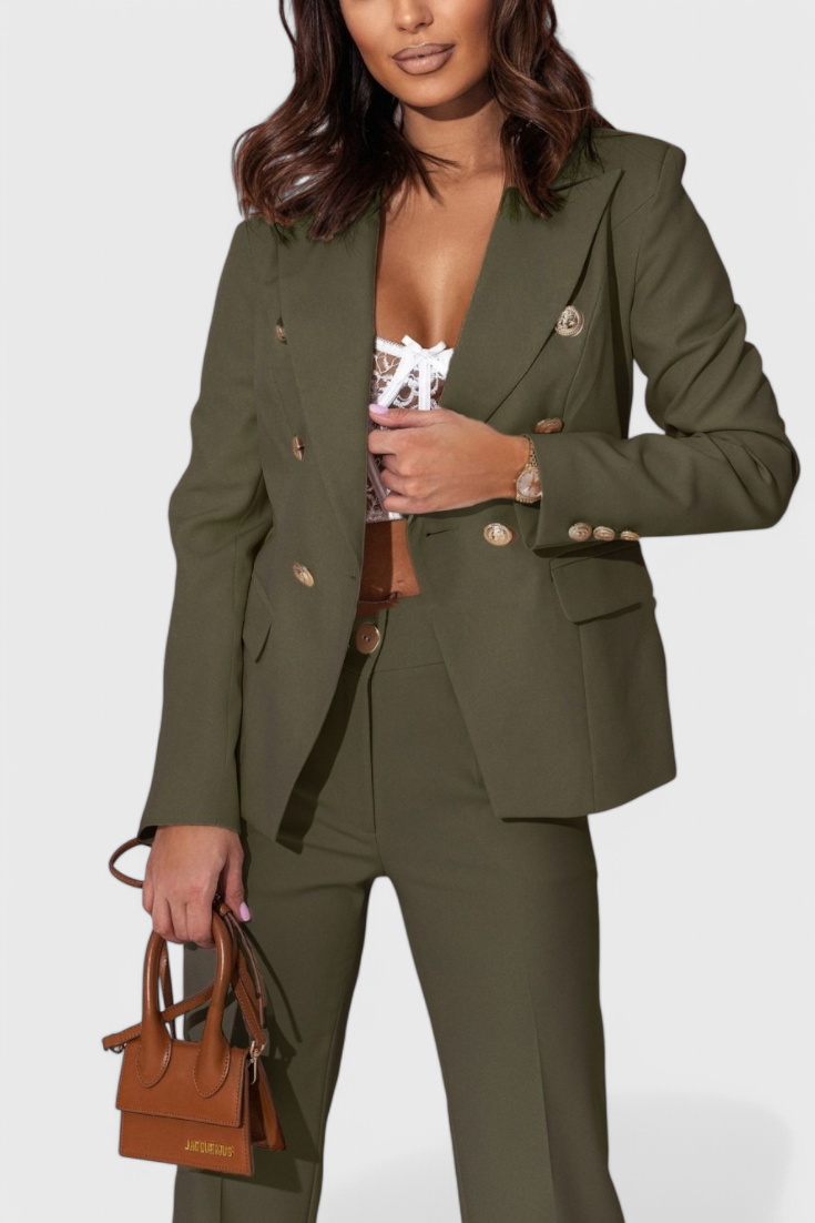 Conjunto Rosalind Blazer Entallado y Pantalones Slim Brilla