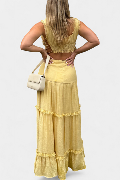 Conjunto Top Elegante Con Encaje Falda Maxi Con Encanto