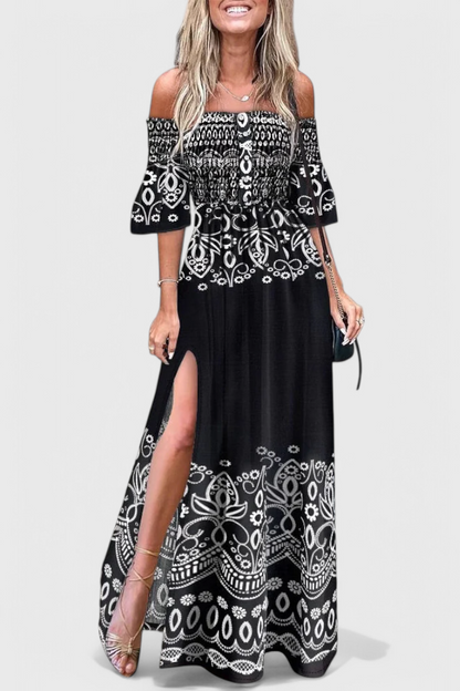 Giulia Vestido Maxi Floral Con Hombros Descubiertos
