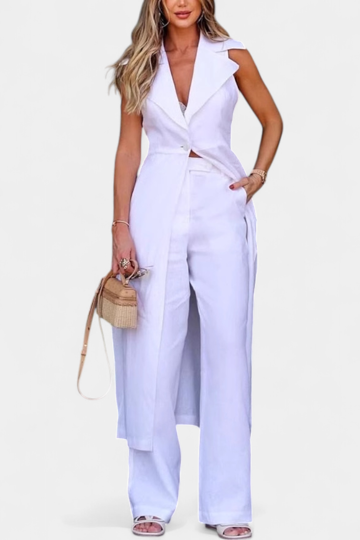 Chaleco Largo Eider Y Pantalón Recto Verano Con Glam