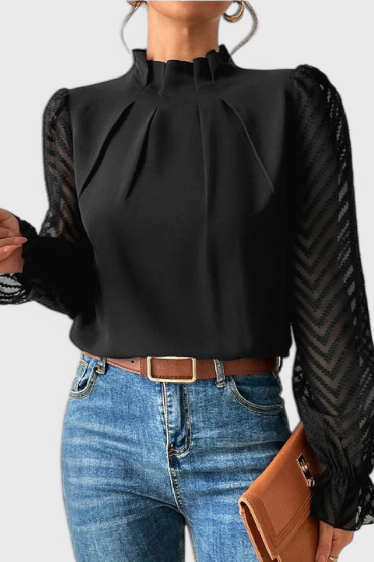 Blusa Helga Manga Larga Náutica Tejido Premium Chic