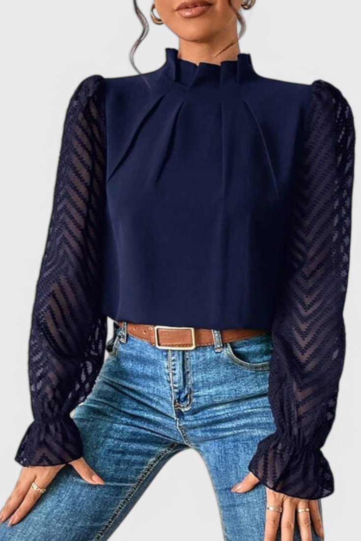 Blusa Helga Manga Larga Náutica Tejido Premium Chic
