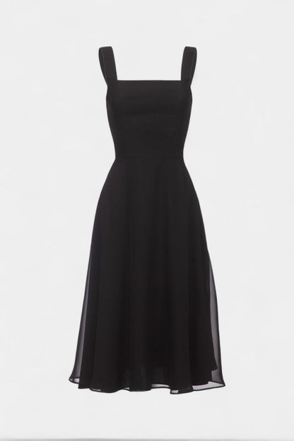 Vestido Mary Midi Aline Sin Mangas Con Escote Cuadrado