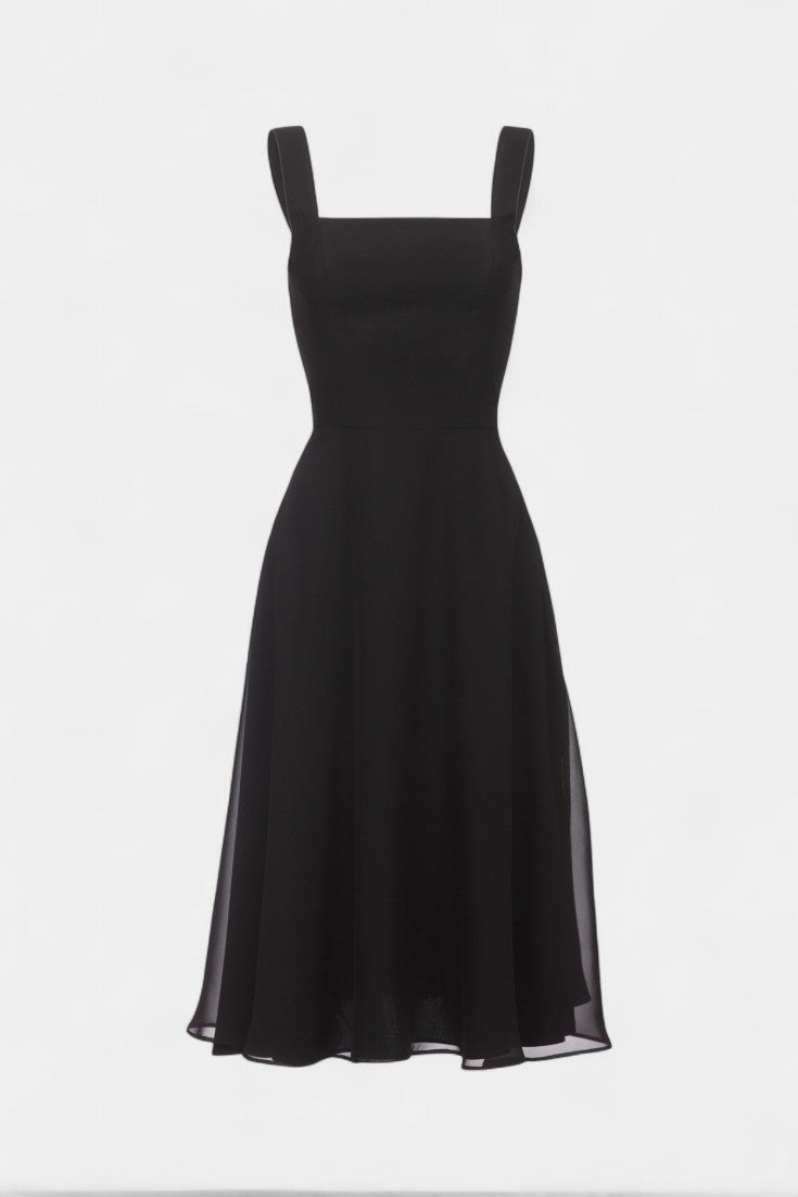 Vestido Mary Midi Aline Sin Mangas Con Escote Cuadrado