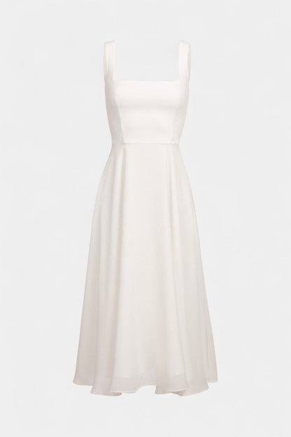 Vestido Mary Midi Aline Sin Mangas Con Escote Cuadrado