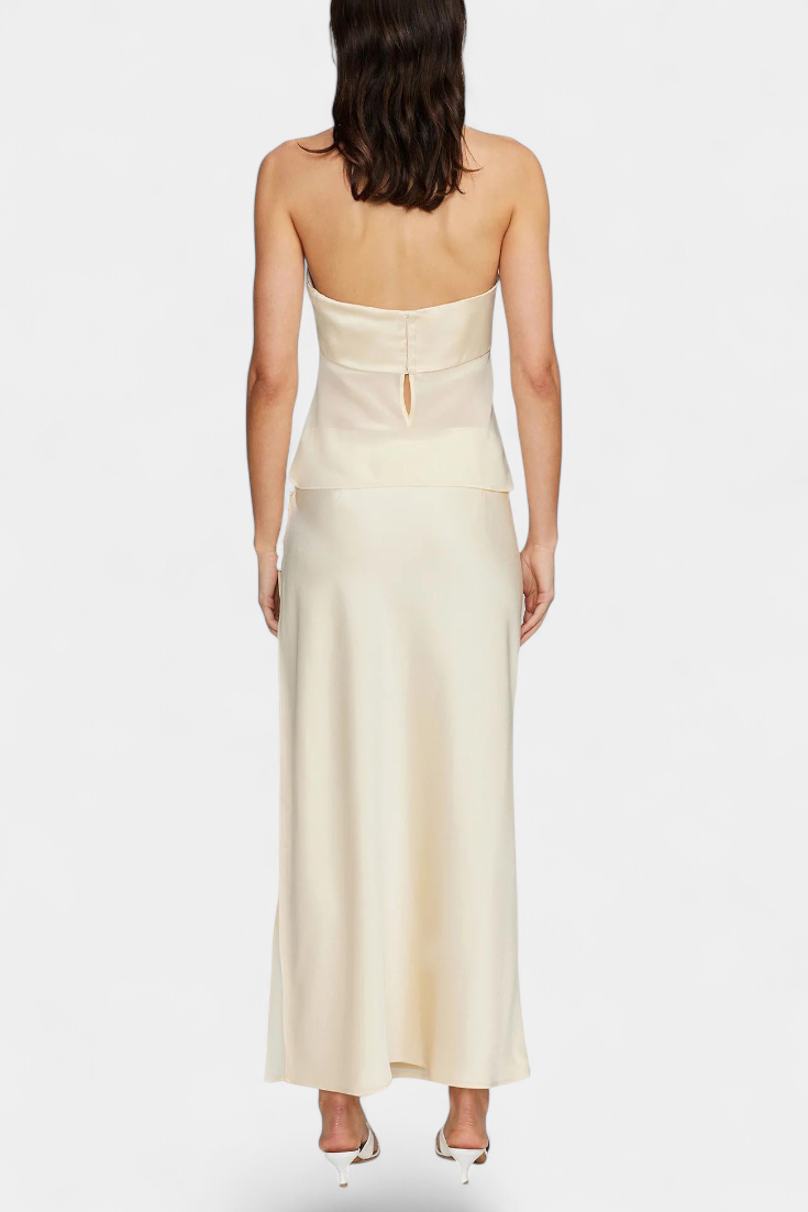 Conjunto Fjorela Falda Midi Satén Mantequilla Privada Chic