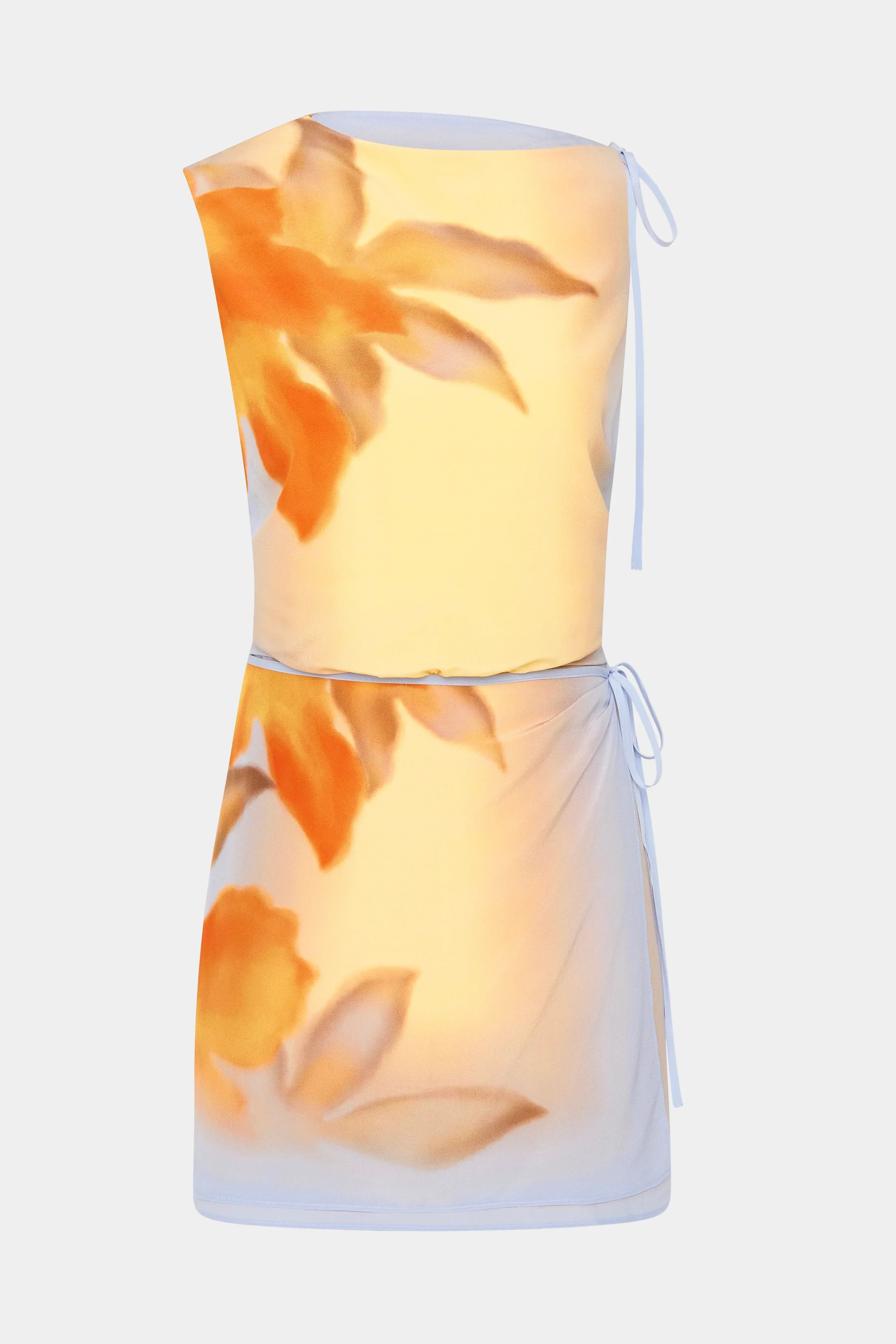 Vestido Mini Floral Serene con Ombré y Escote Juguetón