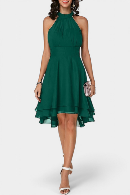 Vestido de Gasa Entallado con Volantes Anouk Chic y Coqueto