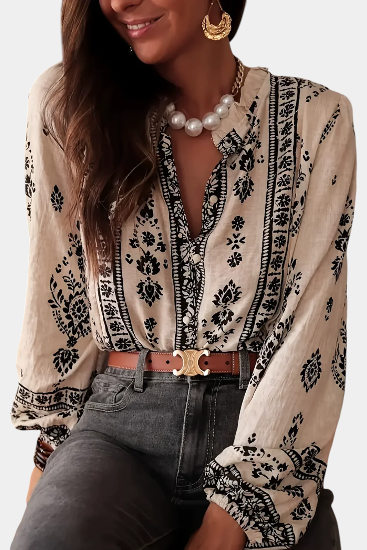 Blusa Wild Sage Poliéster Reciclado Impresiones Intrincadas
