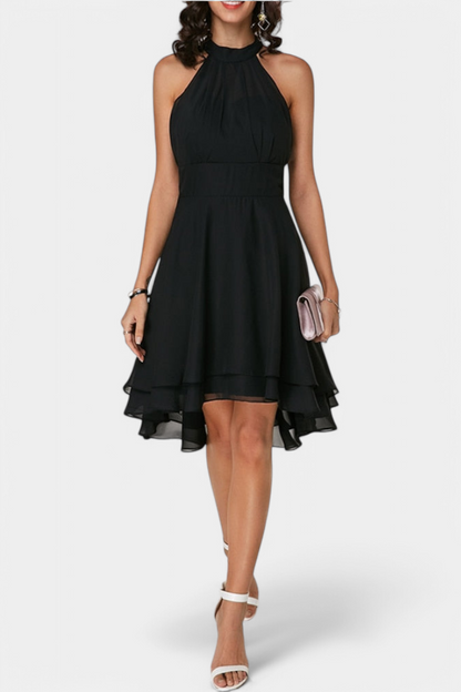 Vestido de Gasa Entallado con Volantes Anouk Chic y Coqueto