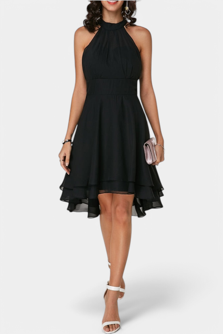 Vestido de Gasa Entallado con Volantes Anouk Chic y Coqueto