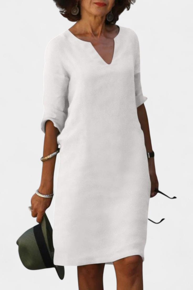 Vestido Elowen Tejido Ligero Con Escote V Diva Chic