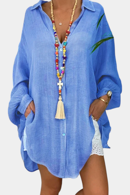 Camisa Oversized Melis Algodón Ligero Estilo Playa Chic