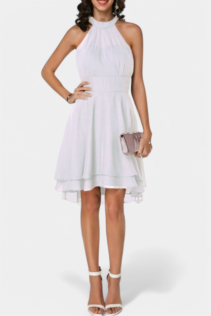 Vestido de Gasa Entallado con Volantes Anouk Chic y Coqueto