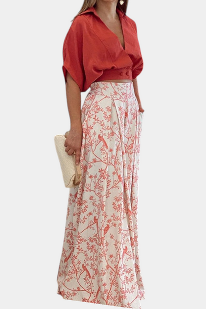 Conjunto Olivia Boho con Cuello V y Pierna Ancha a la Moda