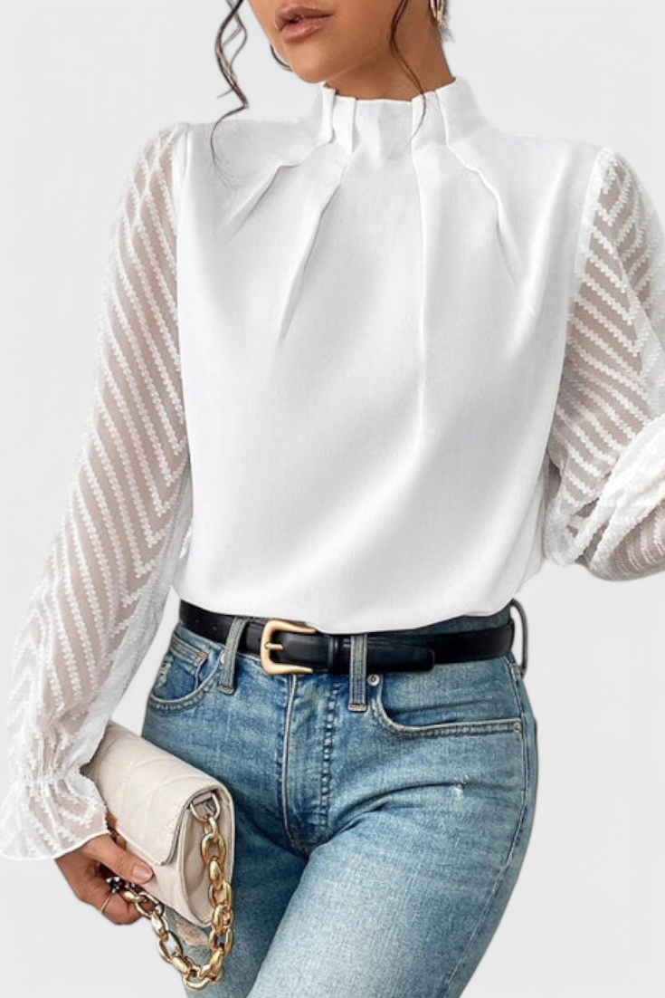 Blusa Helga Manga Larga Náutica Tejido Premium Chic