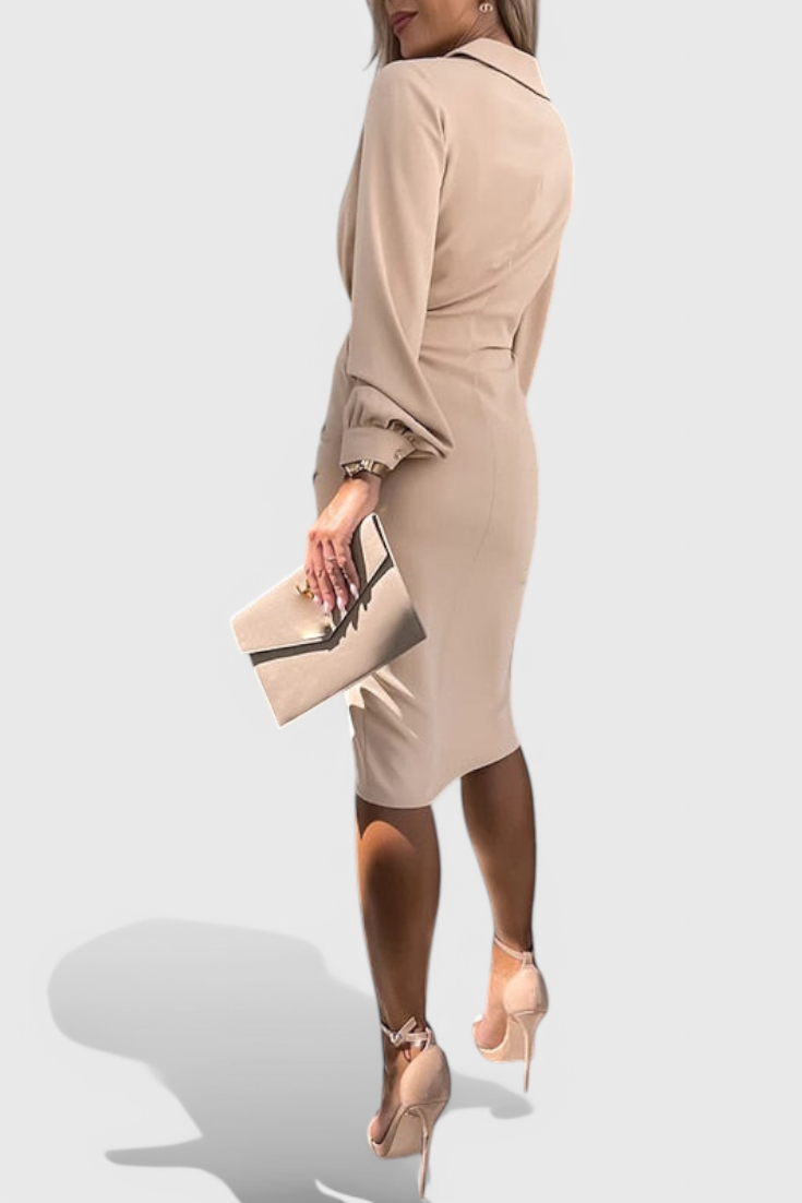 Vestido Midi Lillian Seda Abertura Lateral Coqueta